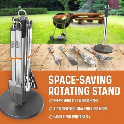 Yukon Glory BBQ Tool Set with Rotating Stand, Grill Station Organizer - Image 3