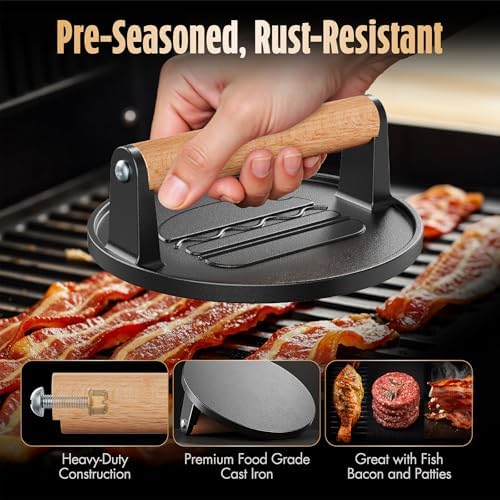 Pisol Smash Burger Press, Cast Iron Steak Weight Meat Patty Press Tool - Image 2