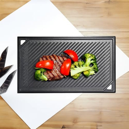 Leship 16.5 x 9.5 Inch Cast Iron Rectangular Reversible Griddle - Image 6