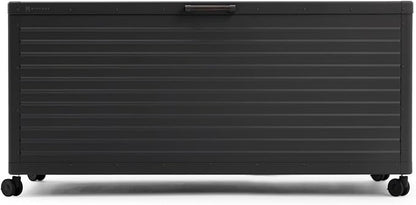 MIRADOR 281 Gallon Outdoor Storage Box Waterproof, Metal Deck Box with wheels for Patio Furniture, Garden Tools, Outdoor Cushion, Charcoal