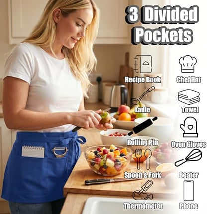 TOSHE Waist Apron 3 Pockets Waterdrop Resistant Cotton Server - Image 2
