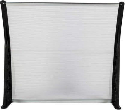 Simply-Me 40" x 40" Door Window Awning Polycarbonate Cover Front Door Outdoor Patio Awning Canopy UV Rain Snow Protection Hollow Sheet (Silver & Black Bracket)