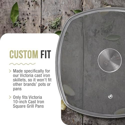 9.7-Inch Glass Lid for Victoria Square 10-Inch Square Skillet or Pan, Custom - Image 5