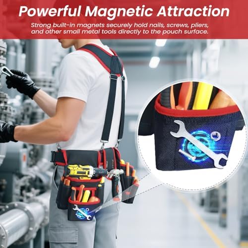 FamilyKit Tool Belt With Suspenders, Magnetic Heavy Duty Tool Belts - Image 3