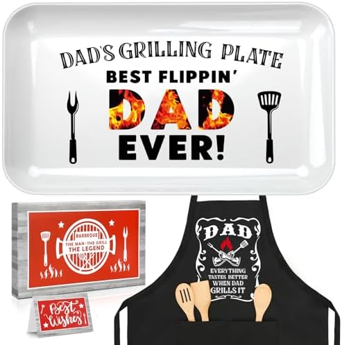 Dad Gifts from Daughter Son, Personalized Grilling Platter & Apron Set by Crycarrot