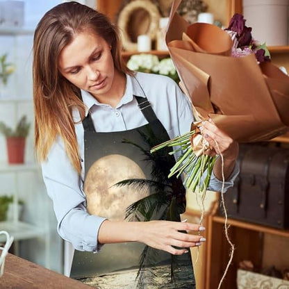 Tropical Beach Palm Tree With Full Moon Starry Night Waterproof Apron Kitchen - Image 6