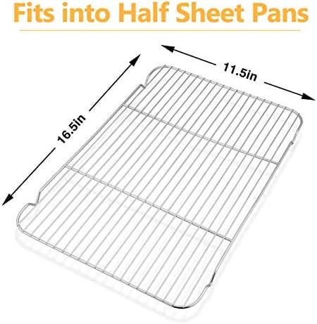 Baking Cooling Rack Set of 2, E-far 16.5"x11.5" Stainless Steel Metal Roasting - Image 2