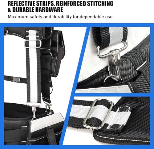 Tool Belt with Suspenders for Men, Heavy Duty Construction Tool Belt with 32 - Image 5