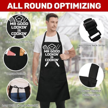 Funny Black Waterproof BBQ Chef Bib Aprons - Image 6