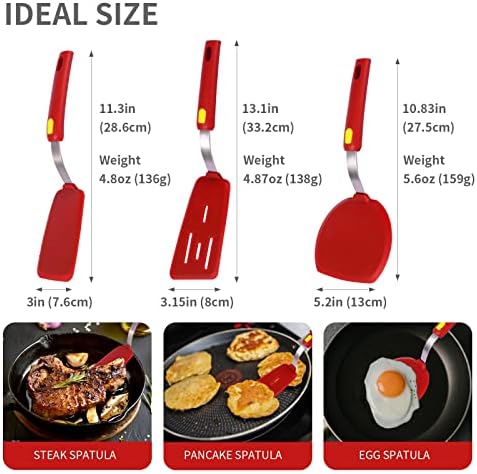 Silicone Spatula Turner Heat Resistant 600°F 3 Piece Set Non Scratch Flexible - Image 7