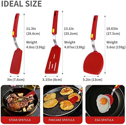 Silicone Spatula Turner Heat Resistant 600°F 3 Piece Set Non Scratch Flexible - Image 7