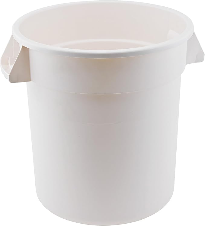Winco Heavy-Duty Round Waste Container/Trash Can, 20 Gallon, White