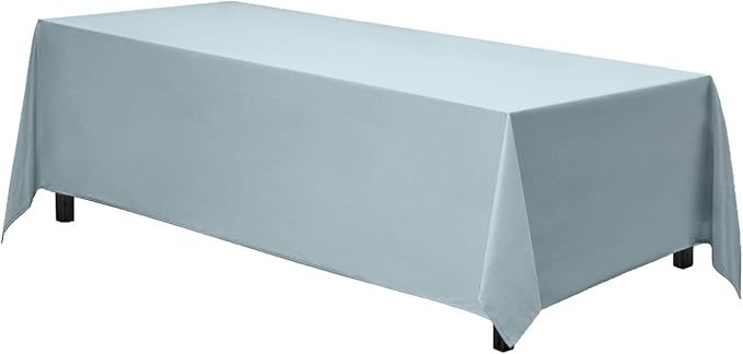 Gee Di Moda Rectangle Tablecloth - 90 x 132 Inch Baby Blue Table Cloth for 6 Foot Tables with Floor-Length Drop - Heavy Duty Washable Fabric for Holiday Party, Dinner, Weddings & Baby Shower