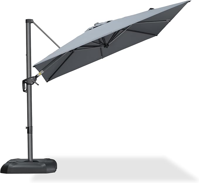 PURPLE LEAF Outdoor Umbrella 8' x 8' Square Premium Protection Light Grey | - Image 2
