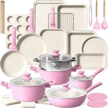 Kikcoin 31 Piece Pots and Pans Set Non Stick Kitchen Cookware Sets by Kikcoin