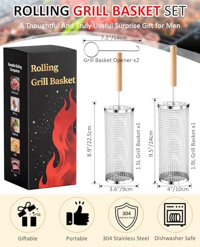 Rolling Grill Basket, Grill Gift - Image 2