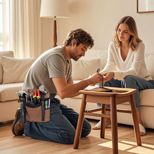 5-Pocket Tool Belt for Men, Durable Canvas Construction, Adjustable Belt - Image 6