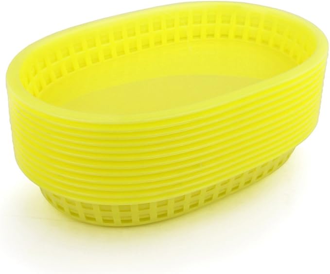 New Star Foodservice 44089 Fast Food Baskets, 10.5 x 7 Inch, Set of 12, Yellow
