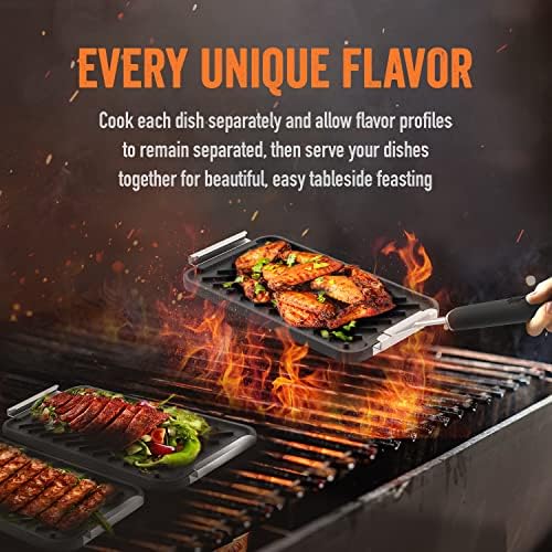 Yukon Glory Cast Iron Tray Set, 3 Pre-Seasoned Pans and Clip-On Handle - Image 4