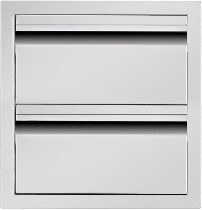 Outdoor Kitchen Drawers 18" W x 15" H x 23" D Flush Mount BBQ Drawers Double Layer Access Storage Drawers for Outdoor Kitchen Island, Patio Grill Station