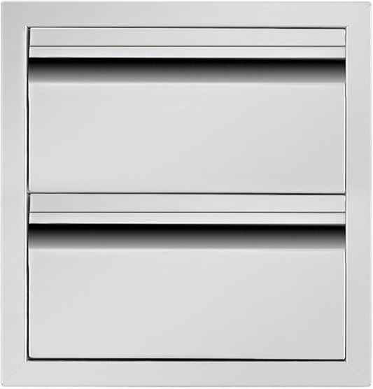 Outdoor Kitchen Drawers 18" W x 15" H x 23" D Flush Mount BBQ Drawers Double Layer Access Storage Drawers for Outdoor Kitchen Island, Patio Grill Station