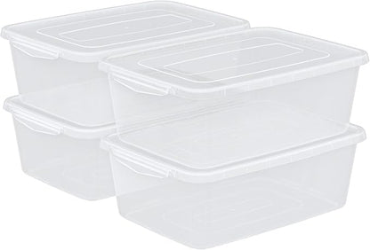14 Quart Plastic Storage Box, Clear Dough Rising Box with Lid, Pizza Dough Proofing Containers, 4 Packs