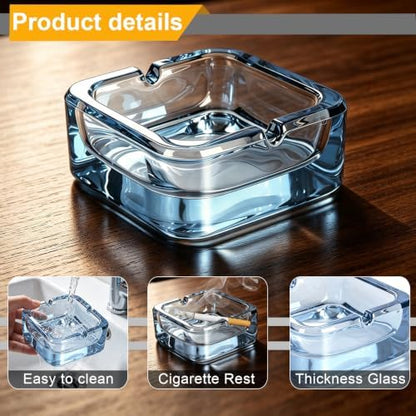 Glass Ashtray, Square Crystal Ash Tray - Image 3