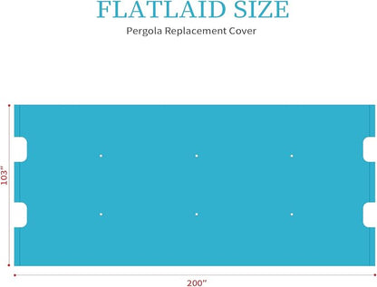 200x103 in Pergola Canopy Replacement Shade Cover Only, Turquoise | Fits 10x10 - Image 3