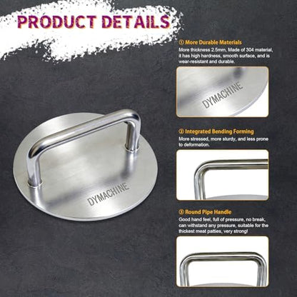 Smash Burger Press, 8.5 Inch Stainless Steel Hamburger Press, 2.5mm Thick - Image 4