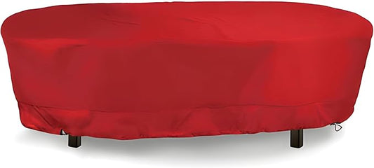 Eevelle Meridian Patio Oval Table Cover with Marine Grade Fabric - Waterproof Outdoor Table Cover - Furniture Set Covers for Dining Table - Easy to Install - (25.5"H x 60"L x 36"W, Red)