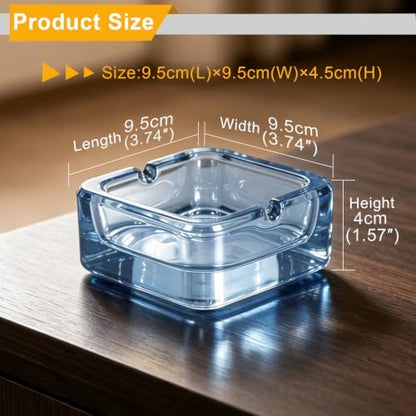 Glass Ashtray, Square Crystal Ash Tray - Image 2