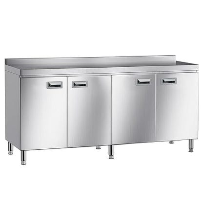 KINGBO 66.9" Stainless Steel Table Cabinet Heavy Duty Prep Table with 304 Stainless Steel Worktop Commercial Worktable Workbench with Storage Cabinet for Kitchen Garage Restaurant Outdoor