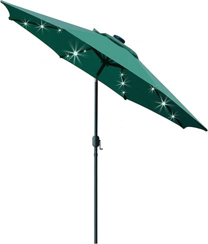 Sunnyglade 9' Solar LED Patio Umbrella, 8 Ribs, Tilt & Crank | 9Ft Patio by Sunnyglade