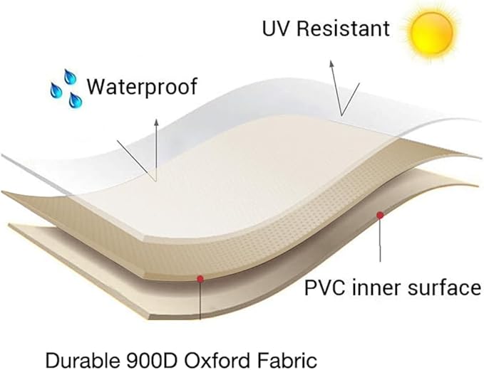 Patio Furniture Covers, Heavy Duty Round Patio Table Cover (62D x 28H Inch) Outdoor Dining & Coffee Table Cover for Veranda, Lawn, Table, Chair-Waterproof & Weather Resistant, Anti UV - Beige & Brown