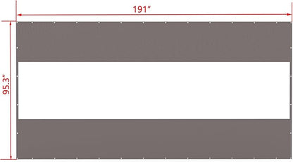 Domi Heavy Duty Outdoor Clear Panel Curtain, 18 oz Waterproof PVC Polyester Curtain, Weather Resistant & Tearproof for Patios, Gazebos, Pergolas, Privacy Screen (8'H x 16'W, Gray)