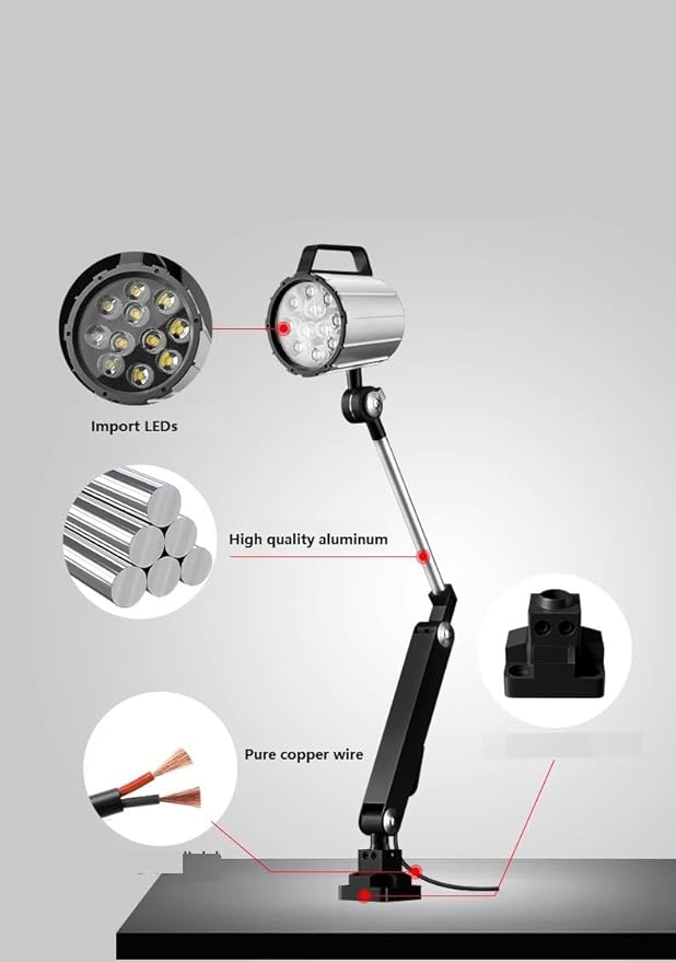 7W Explosion Proof Light 24V Waterproof LED Work Light for Lathe, CNC Milling Machine, Drilling Machine Adjustable Aluminum Alloy Long Arm (7)