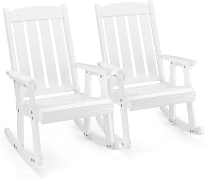 VINGLI Outdoor Rocking Chair Set of 2, Heavy Duty 600 LBS Wooden Rocking Chair by VINGLI