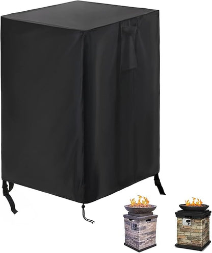 POMER Fire Column Cover,21inch Square Firepit Cover for Patio Fire Column Waterproof Outdoor Fireplace- 21"Lx21"Wx35"H
