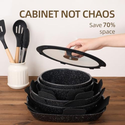 BECIGAR 24pcs Ceramic Pots and Pans Set, Nonstick Detachable Handle Cookware - Image 6