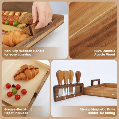 Acacia Wood Large Charcuterie Board 36x12 Inch - Image 3