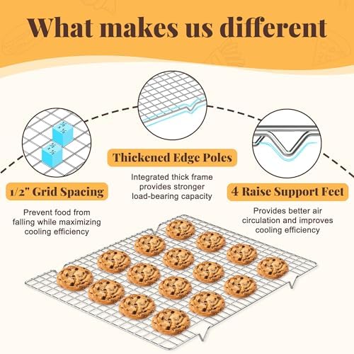 2 PCS Grid Wire Baking Cooling Racks, 11.65" x 16.85" - Image 3