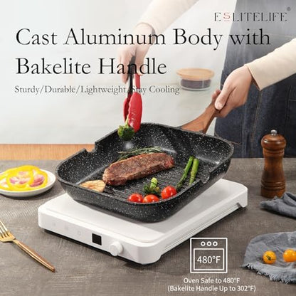 ESLITE LIFE 9.5 Inch Nonstick Grill Pan - Image 5
