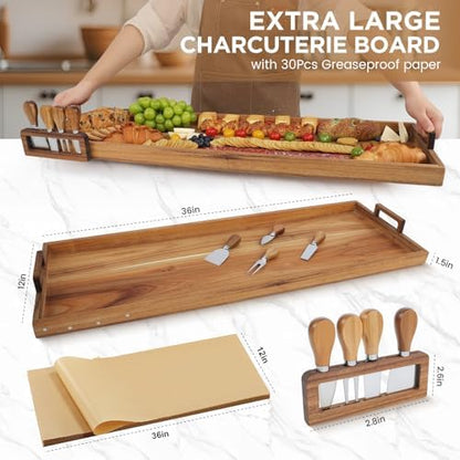 Acacia Wood Large Charcuterie Board 36x12 Inch - Image 4
