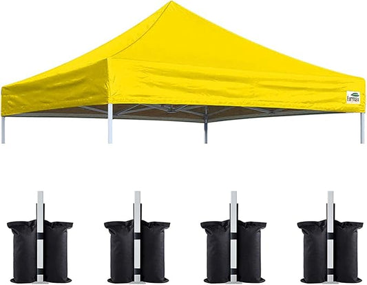 Eurmax USA New 10x10 Pop Up Canopy Replacement Canopy Tent Top Cover, Instant Canopy Top Cover ONLY, Choose 30 Colors,Bonus 4PC Pack Weight Bag (Yellow)