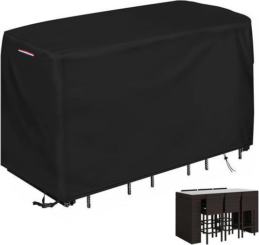 Outdoor Bar Height Dining Set Cover, Heavy Duty Waterproof Patio Bar Height Table and Chair Cover for Rectangular 76"L Tall High Furniture Set - 76"L x 34"W x 42"H