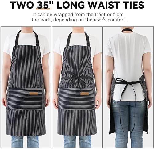 NLUS 2 Pcs Kitchen Cooking Aprons, Poly/Cotton Blend Adjustable Soft Bib Stripe - Image 6
