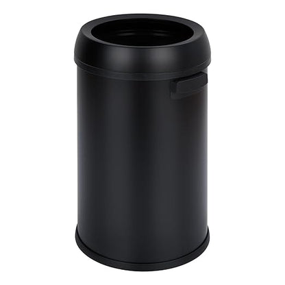 GarveeHome 17 gal/65 L Open Top Trash Can, Stainless Steel Rubbish Bin, Commercial Grade Waste Container, Round Garbage Can for Outdoor, Home Office, Restaurant, Black