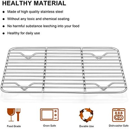 E-far Baking Cooling Rack Set of 2, Stainless Steel Metal Roasting Cooking Racks - Image 4