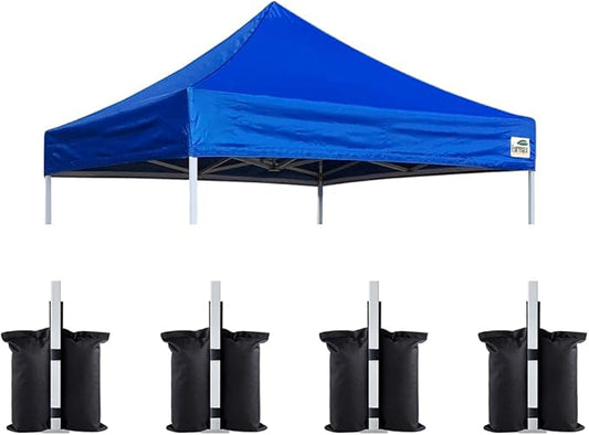 Eurmax USA Pop Up Canopy Replacement Canopy Tent Top Cover, Instant Canopy Top Cover ONLY,Bonus 4PC Pack Weight Bag (8x8, Blue)