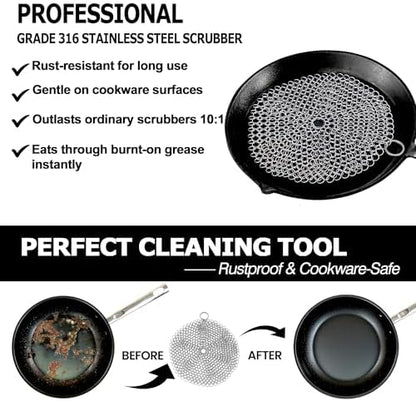 TOPULORS 316L Stainless Steel Cast Iron Scrubber Chaimmail Link 7 in Round - Image 4